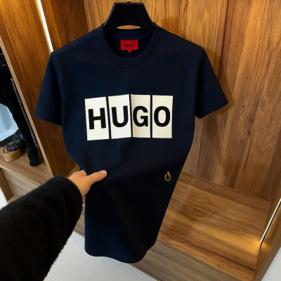 Premium COS Terry Fabric Drop Shoulder T-shirts (Navy)-F